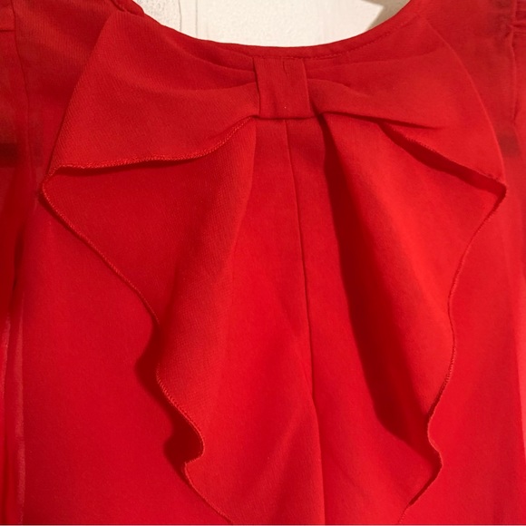CRB Red Chiffon Girl’s Shirt with Bow - Picture 3 of 6